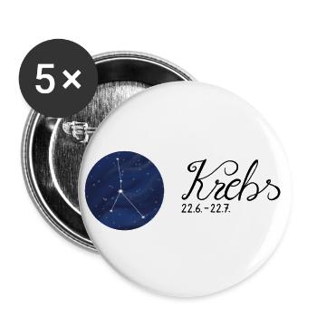 Sternzeichen Krebs Tierkreiszeichen Astrologie - Buttons groß 56 mm (5er Pack) - Weiß - Vorne
