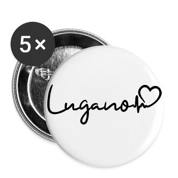 Lugano Heartbeat Switzerland - Buttons large 2.2''/56 mm (5-pack) - white - Front