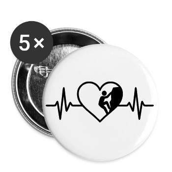 Klettern Sport Kletterer Herz - Buttons groß 56 mm (5er Pack) - Weiß - Vorne