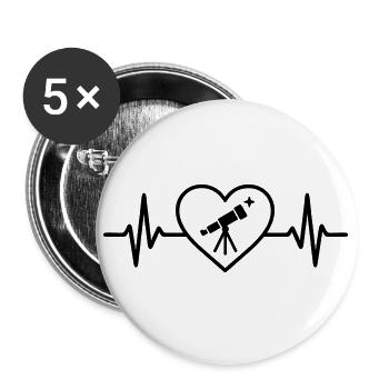 Astronomy Telescope Heart Stars - Buttons large 2.2''/56 mm (5-pack) - white - Front