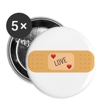 Love heals all wounds, Love heals - Buttons large 2.2''/56 mm (5-pack) - white - Front