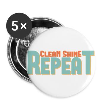 Clean Shine Repeat Detailer Accordeur d’amoureux de voiture - Lot de 5 grands badges (56 mm) - blanc - Devant