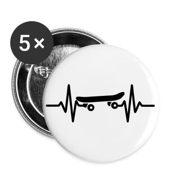 Herzschlag Skateboard - Buttons groß 56 mm (5er Pack) - Weiß - Vorne