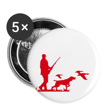Jäger Jägerin Waidmann Waidmannsheil Logo - Buttons groß 56 mm (5er Pack) - Weiß - Vorne