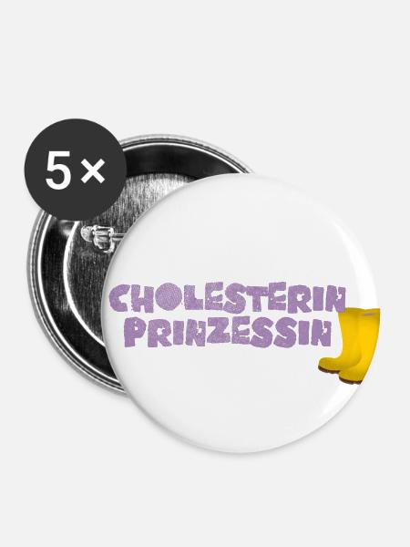 Cholesterin Prinzessin - Buttons groß 56 mm (5er Pack) - Weiß