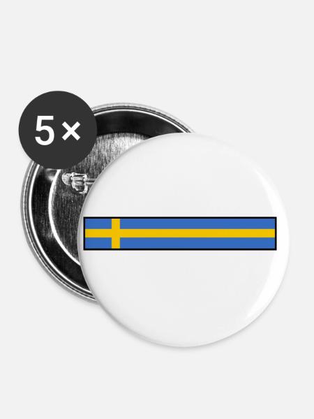 Schwedische flagge - Buttons groß 56 mm (5er Pack) - Weiß