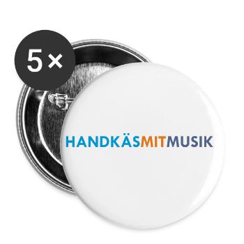 Handkäs mit Musik, bunt - Buttons groß 56 mm (5er Pack) - Weiß - Vorne