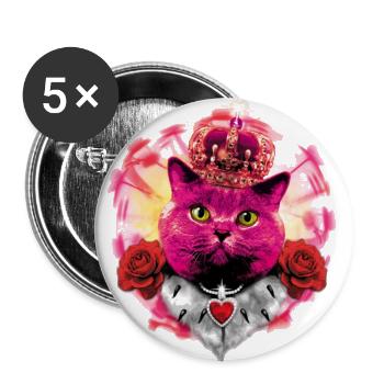 Pink Cat the Queen in Glow - Buttons large 2.2''/56 mm (5-pack) - white - Front