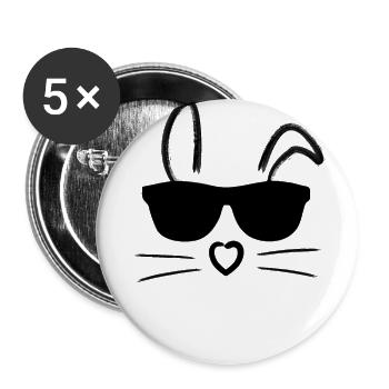 Easter | Easter | Rabbit ears | with glasses - Buttons large 2.2''/56 mm (5-pack) - white - Front