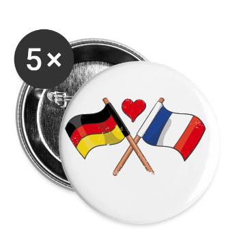 I love France Germany flag heart banner - Buttons large 2.2''/56 mm (5-pack) - white - Front