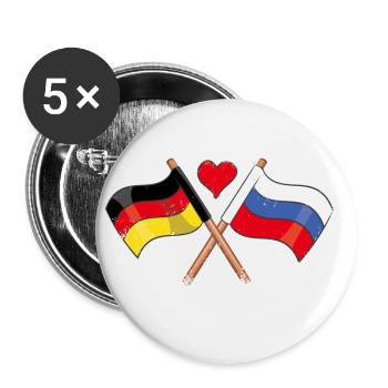 I love Russia Germany Flag Heart Flag - Buttons large 2.2''/56 mm (5-pack) - white - Front