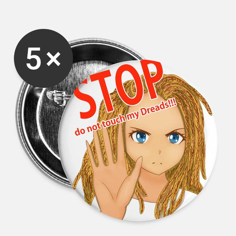 STOP do not touch my dreads! blonde dreads - Buttons large 2.2''/56 mm (5-pack) - white