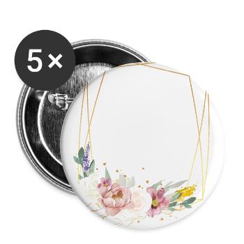 Blumen Geometrisch personalisierbar - Buttons groß 56 mm (5er Pack) - Weiß - Vorne