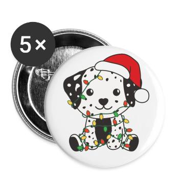 Dalmatian Christmas Winter Cute Dogs - Buttons large 2.2''/56 mm (5-pack) - white - Front