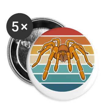 Retro 70er 80er Vogelspinne Spinnenliebhaber - Buttons groß 56 mm (5er Pack) - Weiß - Vorne