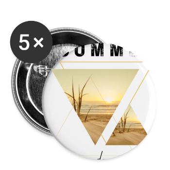 SOMMER ich bin dann soweit - HELLO SUMMER - Buttons groß 56 mm (5er Pack) - Weiß - Vorne