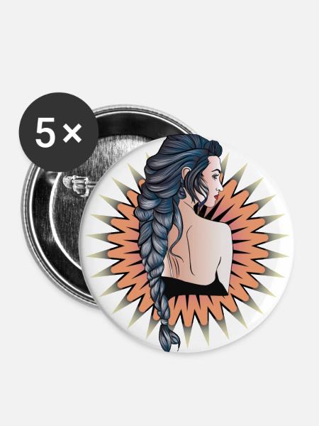 Sonnenschein - Buttons groß 56 mm (5er Pack) - Weiß