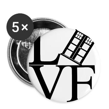 Love schwarz - Buttons groß 56 mm (5er Pack) - Weiß - Vorne