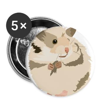 Hamster - Buttons groß 56 mm (5er Pack) - Weiß - Vorne