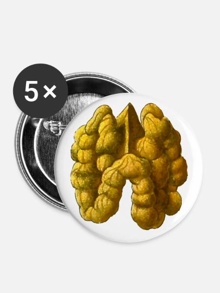 Walnuss - Buttons groß 56 mm (5er Pack) - Weiß