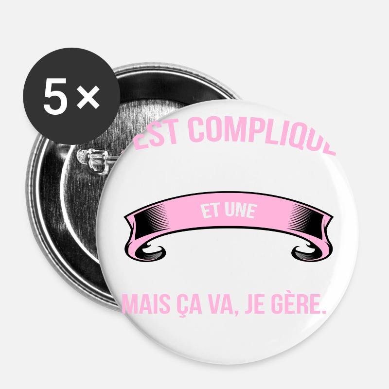 Psychomotricienne - Buttons large 2.2''/56 mm (5-pack) - white