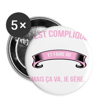Padel - Lot de 5 grands badges (56 mm) - blanc - Devant