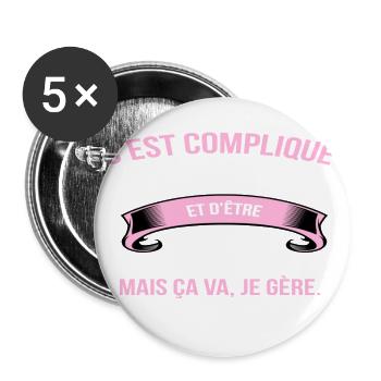 Mecanicienne - Lot de 5 grands badges (56 mm) - blanc - Devant