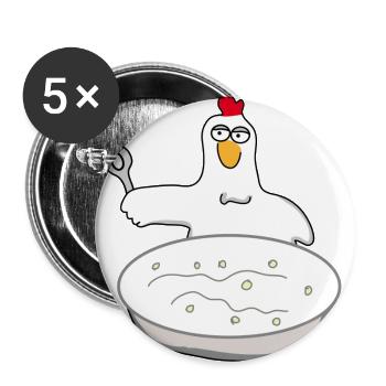 Hühnersuppe | Huhn | Hahn | Henne | Koch | Bauer - Buttons groß 56 mm (5er Pack) - Weiß - Vorne