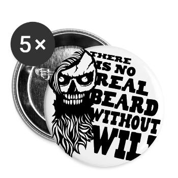 tete mort hipster citation barbe real beard will b - Lot de 5 grands badges (56 mm) - blanc - Devant