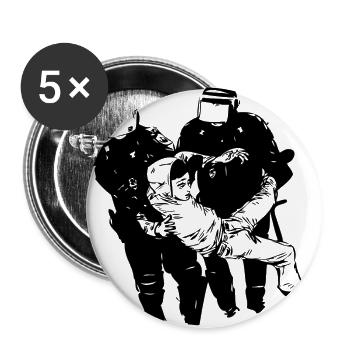 Polizei - Buttons groß 56 mm (5er Pack) - Weiß - Vorne