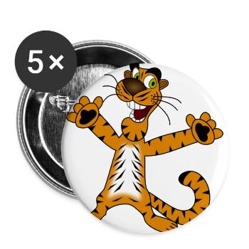 großer süßer Tiger - Buttons groß 56 mm (5er Pack) - Weiß - Vorne
