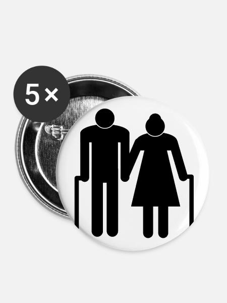 Old couple - Buttons groß 56 mm (5er Pack) - Weiß