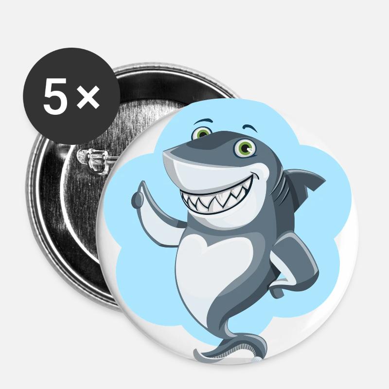 Shark - Buttons large 2.2''/56 mm (5-pack) - white