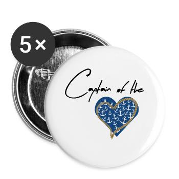 Herzenskapitän - Capitaine du cœur - Lot de 5 grands badges (56 mm) - blanc - Devant