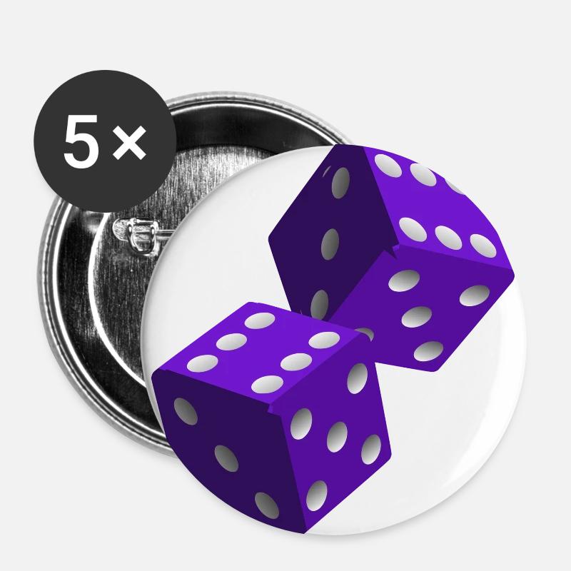 Cube purple with white numbers - Buttons large 2.2''/56 mm (5-pack) - white