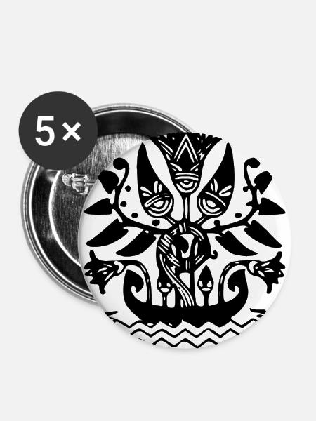 Antik Tattoo - Buttons groß 56 mm (5er Pack) - Weiß
