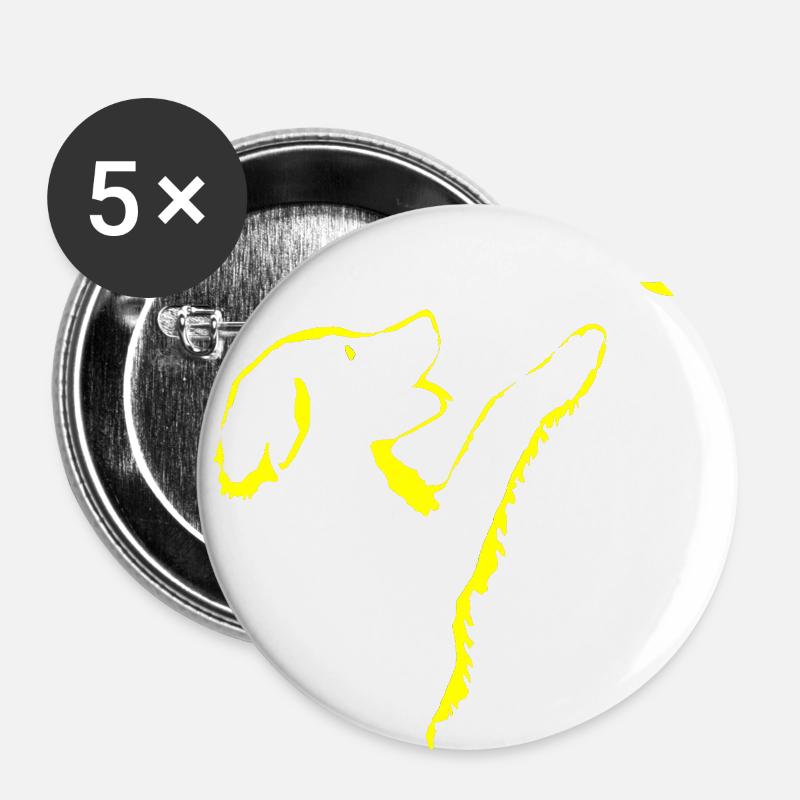 Chien regarde la lune - Lot de 5 grands badges (56 mm) - blanc