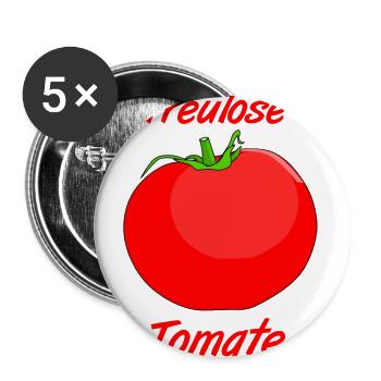 Treulose Tomate - Buttons groß 56 mm (5er Pack) - Weiß - Vorne