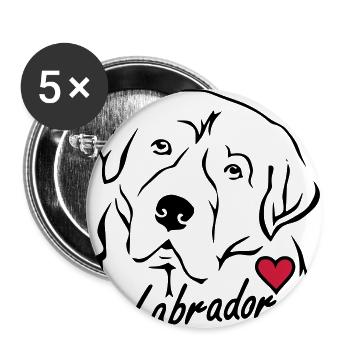 Labrador ❤ - Buttons groß 56 mm (5er Pack) - Weiß - Vorne