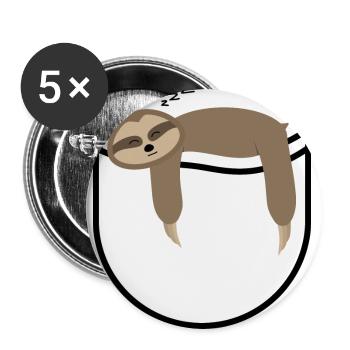 Paresseux de poche - Lot de 5 grands badges (56 mm) - blanc - Devant