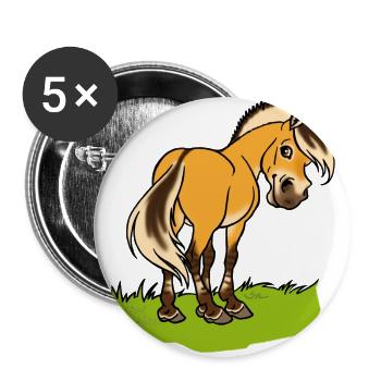 Freundliches Fjordpferd (Ohne Text) - Buttons groß 56 mm (5er Pack) - Weiß - Vorne
