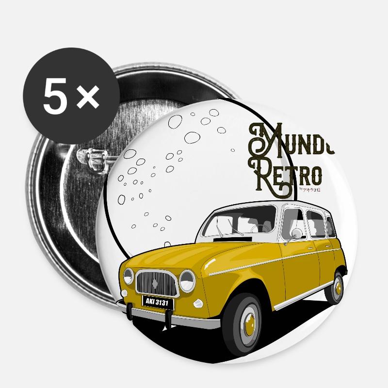 Retro World - Buttons large 2.2''/56 mm (5-pack) - white