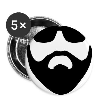 Bärtiger Mann mit Sonnenbrille - Buttons groß 56 mm (5er Pack) - Weiß - Vorne