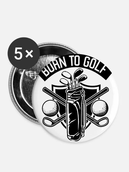 Born To Golf - Buttons groß 56 mm (5er Pack) - Weiß