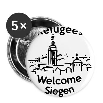 Refugees Welcome Siegen - Buttons groß 56 mm (5er Pack) - Weiß - Vorne