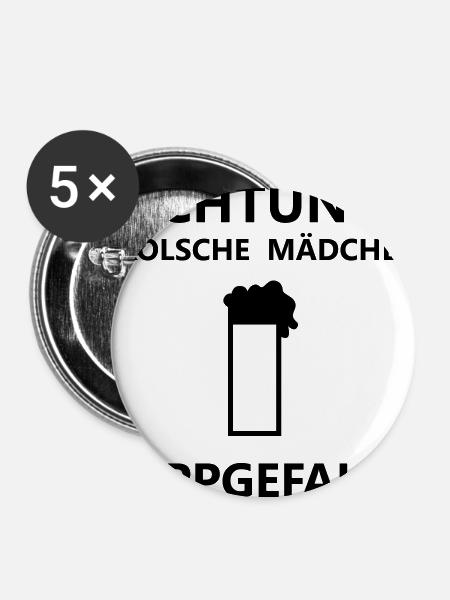 Kölsche Mädche - Buttons groß 56 mm (5er Pack) - Weiß