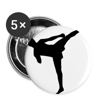 Kickboxing, Kickboxer, kick boxing - Buttons large 2.2''/56 mm (5-pack) - white - Front