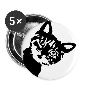 Cat, cute kitten - Lot de 5 grands badges (56 mm) - blanc - Devant