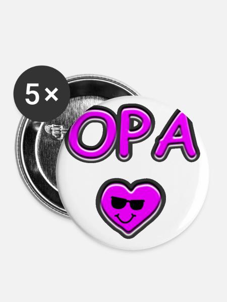 Opa - Buttons groß 56 mm (5er Pack) - Weiß