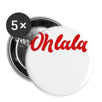 Oh lala - France - Hui - sexy - Rockabilly dot - Buttons large 2.2''/56 mm (5-pack) - white - Front